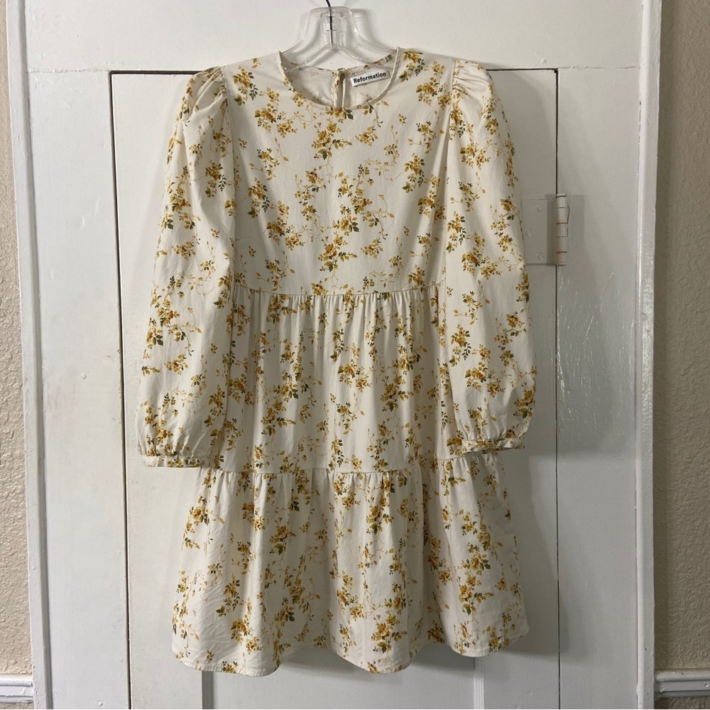 Reformation Beckett Babydoll Long Sleeve Flowy Floral Dress - Picture 2 of 12